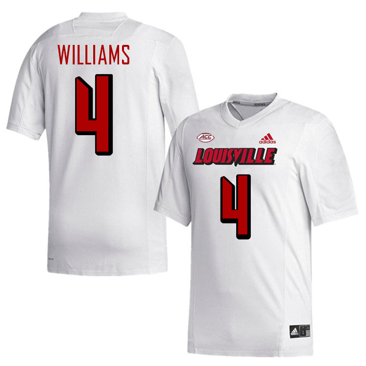 Men #4 Aaron Williams Louisville Cardinals College Football Jerseys Stitched-White